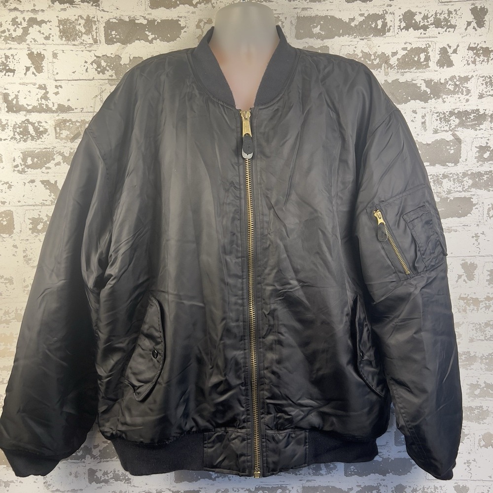 Vtg Y2K Thirty Below Flight Bomber Jacket 2XL Black Orange Reversible Streetwear